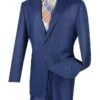 Pompey Collection - Men's Glen Plaid Dress Suit 2 Piece Regular Fit In Blue