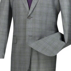 Pompey Collection - Men's Glen Plaid Dress Suit 2 Piece Regular Fit In Gray 9 Pompey Collection - Men's Glen Plaid Dress Suit 2 Piece Regular Fit In Gray -Suit Gold Style Shop 01 VIN 2RW 1 GRAY 4