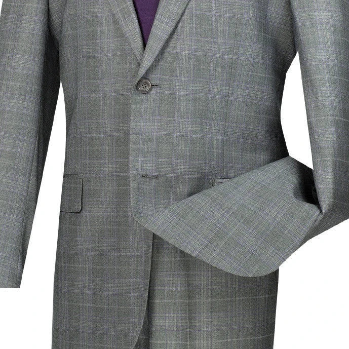 Pompey Collection - Men's Glen Plaid Dress Suit 2 Piece Regular Fit In Gray 6 Pompey Collection - Men's Glen Plaid Dress Suit 2 Piece Regular Fit In Gray - Image 4