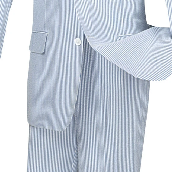 Regular Fit Summer 2 Piece Suit Striped Seersucker In Navy 6 Regular Fit Summer 2 Piece Suit Striped Seersucker In Navy - Image 4