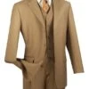 Avalon Collection - Regular Fit Men's Suit 3 Button 3 Piece British Khaki -Suit Gold Style Shop 01 VIN 3TR 3 BRITISHKHAKI 15 2