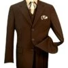 Avalon Collection - Regular Fit Men's Suit 3 Button 3 Piece Brown -Suit Gold Style Shop 01 VIN 3TR 3 BROWN 15 2