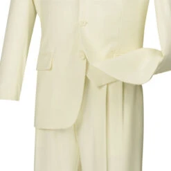 Avalon Collection - Regular Fit Men's Suit 3 Button 3 Piece Ivory -Suit Gold Style Shop 01 VIN 3TR 3 IVORY 15 4