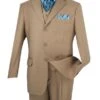 Avalon Collection - Regular Fit Men's Suit 3 Button 3 Piece Khaki -Suit Gold Style Shop 01 VIN 3TR 3 KHAKI 15 2