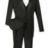 Santorini Collection - Regular Fit Black Tuxedo 4 Piece With Vest Bow Tie -Suit Gold Style Shop 01 VIN 4TV BLACK 16 2