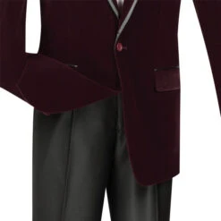 Velvet Regular Fit Men's Blazer In Wine -Suit Gold Style Shop 01 VIN B 16 WINE 15 4