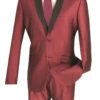 Slim Fit Shiny Sharkskin Men's 2 Piece Suit In Maroon 1 Slim Fit Shiny Sharkskin Men's 2 Piece Suit In Maroon -Suit Gold Style Shop 01 VIN S2PS 1 MAROON 2