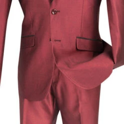 Slim Fit Shiny Sharkskin Men's 2 Piece Suit In Maroon -Suit Gold Style Shop 01 VIN S2PS 1 MAROON 4