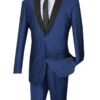 Slim Fit Shiny Sharkskin Men's 2 Piece Suit In Navy -Suit Gold Style Shop 01 VIN S2PS 1 NAVY 15 2