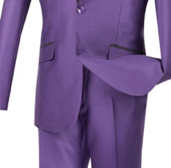 Slim Fit Shiny Sharkskin Men's 2 Piece Suit In Purple -Suit Gold Style Shop 01 VIN S2PS 1 PURPLE 16 4