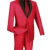 Slim FitShiny Sharkskin Men's 2 Piece Suit In Red 1 Slim FitShiny Sharkskin Men's 2 Piece Suit In Red -Suit Gold Style Shop 01 VIN S2PS 1 RED 15 2