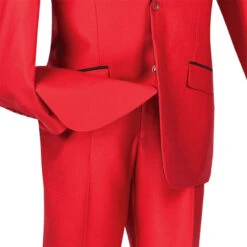 Slim FitShiny Sharkskin Men's 2 Piece Suit In Red -Suit Gold Style Shop 01 VIN S2PS 1 RED 15 4