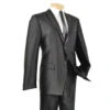 Slim Fit Men's Suit 2 Piece 2 Buttons Shiny Sharkskin In Black -Suit Gold Style Shop 01 VIN S2RR 4 BLACK 15 2