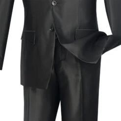 Slim Fit Men's Suit 2 Piece 2 Buttons Shiny Sharkskin In Black 7 Slim Fit Men's Suit 2 Piece 2 Buttons Shiny Sharkskin In Black -Suit Gold Style Shop 01 VIN S2RR 4 BLACK 15 4