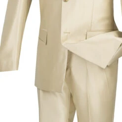 Slim Fit Men's Suit 2 Piece 2 Buttons Shiny Sharkskin In Champagne Beige -Suit Gold Style Shop 01 VIN S2RR 4 CHABE 15 4