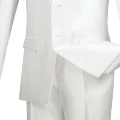 Slim Fit Men's Suit 2 Piece 2 Buttons Shiny Sharkskin In White -Suit Gold Style Shop 01 VIN S2RR 4 WHITE 15 4