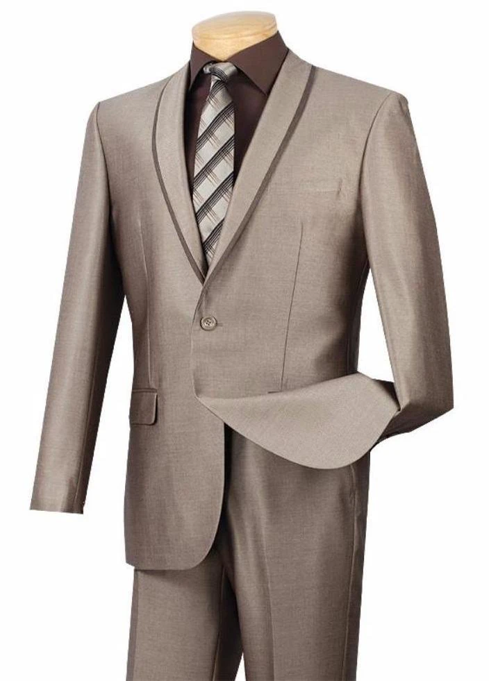 Palazzo Collection - Beige Men's Slim Fit 2 Piece Tuxedo Shawl Lapel 3 Palazzo Collection - Beige Men's Slim Fit 2 Piece Tuxedo Shawl Lapel