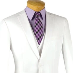 Slim Fit Men's Suit 3 Piece 2 Button In White -Suit Gold Style Shop 01 VIN SV2900 WHITE 15 3