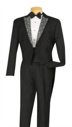 Regular Fit Black Tuxedo 4 Pieces With Vest Bow Tie Cummerbund