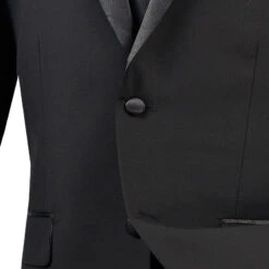 Excalibur Collection - Slim Fit Tuxedo 2 Piece 2 Buttons Design In Black -Suit Gold Style Shop 01 VIN T SC900 BLACK 4