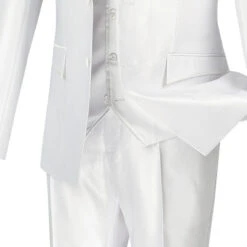 Designed Shiny Sharkskin Suit Ultra Slim Fit 3 Piece In White -Suit Gold Style Shop 01 VIN USVR 4 WHITE 16 4