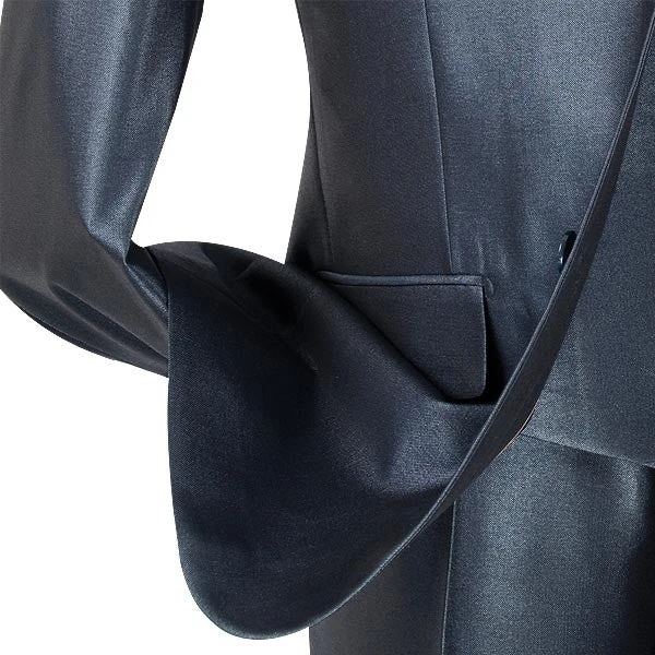 Nautilus Collection - Shiny Regular Fit Men's Suit 3 Piece 2 Button In Midnight Blue 5 Nautilus Collection - Shiny Regular Fit Men's Suit 3 Piece 2 Button In Midnight Blue - Image 3