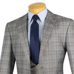 Renaissance Collection - Regular Fit 3 Piece Suit Gray 8 Renaissance Collection - Regular Fit 3 Piece Suit Gray -Suit Gold Style Shop 01 VIN V2RW 7 GRAY 16 3