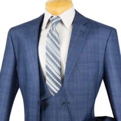 Renaissance Collection - Regular Fit 3 Piece Suit Oxford Blue -Suit Gold Style Shop 01 VIN V2RW 7 OXFORDBLUE 16 3