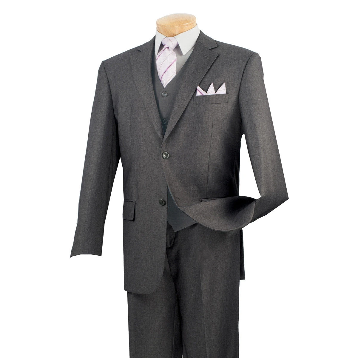 Morgan Collection - Regular Fit 3 Piece 2 Button Heather Gray 3 Morgan Collection - Regular Fit 3 Piece 2 Button Heather Gray