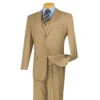 Morgan Collection - Regular Fit 3 Piece Suit 2 Button Khaki 2 Morgan Collection - Regular Fit 3 Piece Suit 2 Button Khaki -Suit Gold Style Shop 01 VIN V2TR KHAKI 2