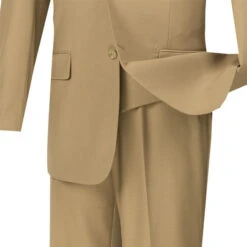 Morgan Collection - Regular Fit 3 Piece Suit 2 Button Khaki -Suit Gold Style Shop 01 VIN V2TR KHAKI 4