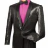 Spotlight Collection - Regular Fit Black Sequins Party Jacket -Suit Gold Style Shop 01 VINCI BSQ 1 BLACK 15 2
