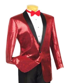 Spotlight Collection - Regular Fit Red Sequins Party Jacket