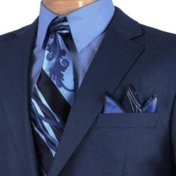 Monte Carlo Collection - Regular Fit 2 Piece 2 Button Textured Weave In Blue 8 Monte Carlo Collection - Regular Fit 2 Piece 2 Button Textured Weave In Blue -Suit Gold Style Shop 01 VINY 2LK 1 BLUE 3