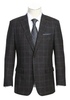 Regular Fit Wool & Linen Brown Plaid Blazer