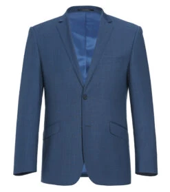 Wool Single Breasted Dress Suit Slim Fit 2 Piece 2 Button In Blue
