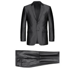Black Regular Fit Sharkskin Italian Styled 2 Piece Suit 15 Black Regular Fit Sharkskin Italian Styled 2 Piece Suit -Suit Gold Style Shop 207 1 1