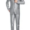 Gray Slim Fit Sharkskin Italian Styled 2 Piece Suit -Suit Gold Style Shop 207 2 1