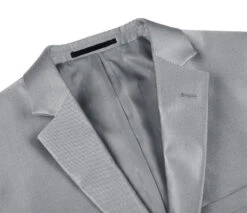 Gray Slim Fit Sharkskin Italian Styled 2 Piece Suit -Suit Gold Style Shop 207 2 3