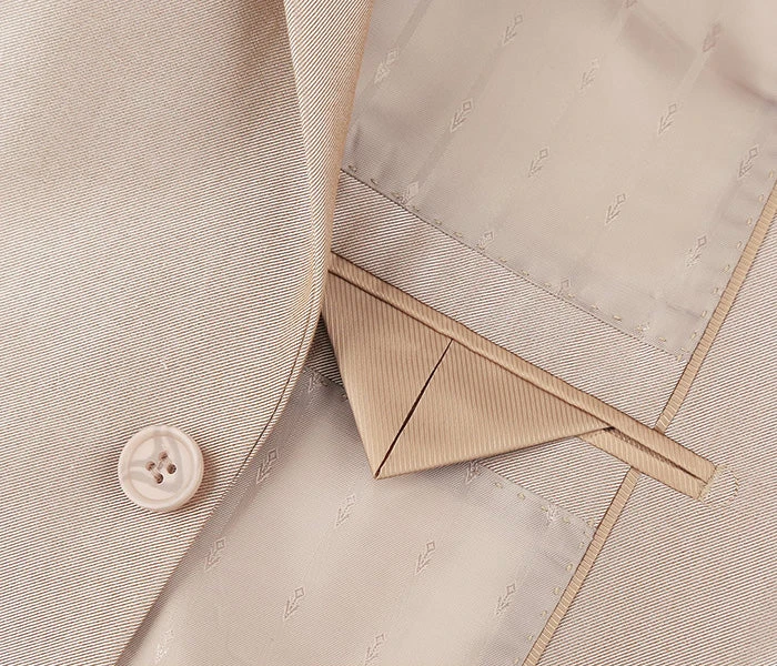 Beige Slim Fit Sharkskin Italian Styled 2 Piece Suit 7 Beige Slim Fit Sharkskin Italian Styled 2 Piece Suit - Image 5