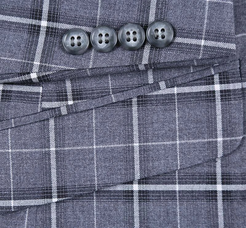 Regular Fit 2 Piece Notch Lapel Suit Gray Check Pattern 8 Regular Fit 2 Piece Notch Lapel Suit Gray Check Pattern - Image 6