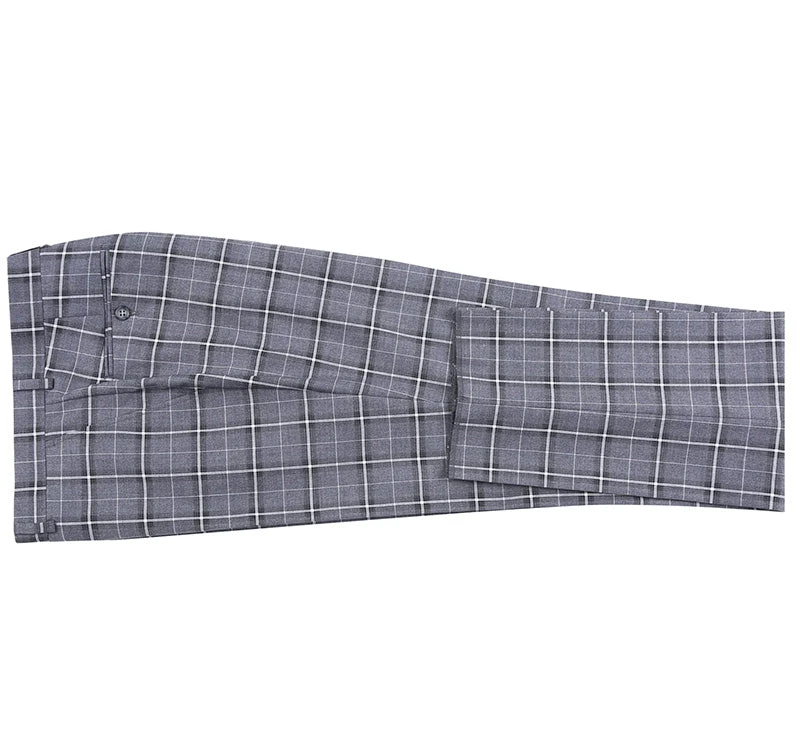 Regular Fit 2 Piece Notch Lapel Suit Gray Check Pattern 9 Regular Fit 2 Piece Notch Lapel Suit Gray Check Pattern - Image 7