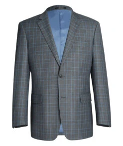Regular Fit 2 Piece Dress Suit Windowpane In Light Gray