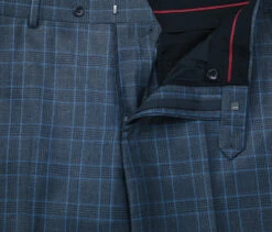 Regular Fit 2 Piece Dress Suit Windowpane In Blue -Suit Gold Style Shop 293 6 6