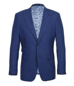 English Laundry 2-Piece Blue Mini-Check Wool Blend Slim Fit Dress Suit