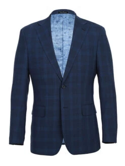 English Laundry 2-Piece Blue Plaid Wool Blend Slim Fit Dress Suit