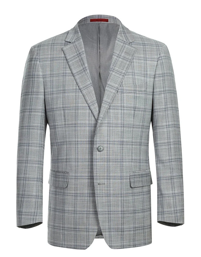 Regular Fit 2 Piece Suit Gray Plaid 3 Regular Fit 2 Piece Suit Gray Plaid
