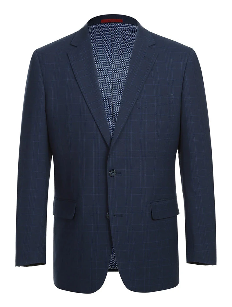 Regular Fit 2 Piece Suit Blue Check 3 Regular Fit 2 Piece Suit Blue Check