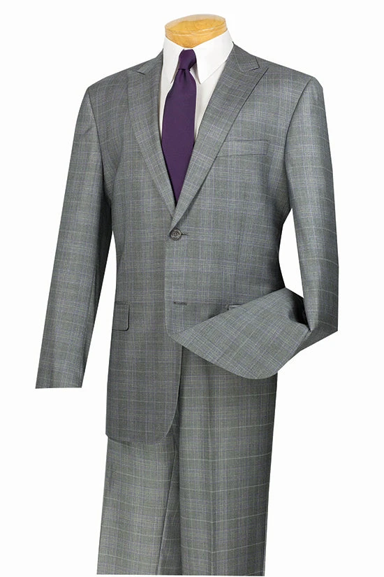 Pompey Collection - Men's Glen Plaid Dress Suit 2 Piece Regular Fit In Gray 3 Pompey Collection - Men's Glen Plaid Dress Suit 2 Piece Regular Fit In Gray