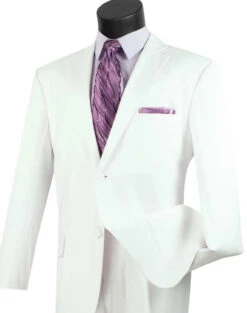 (36S) Regular Fit Suit 2 Button 2 Piece In White